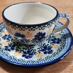 Polish Pottery cappuccino cup and saucer